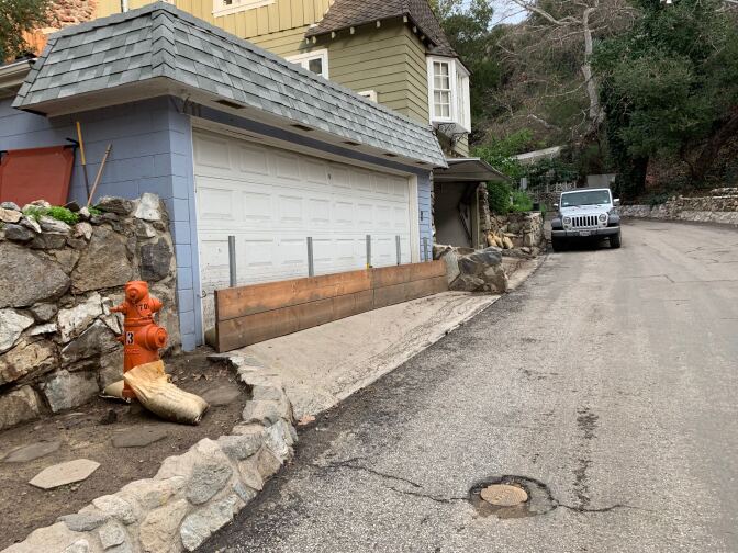 A boarded up garage on Country Club Drive in Burbank. 