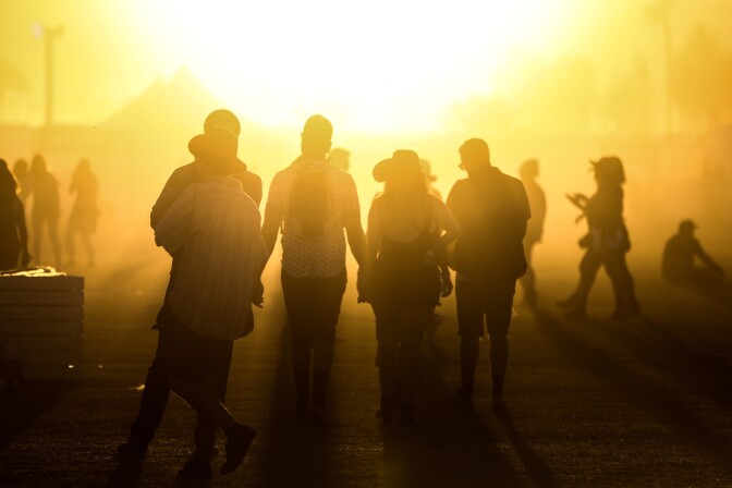 Festivalgoers attend the 2018 Coachella Valley Music and Arts Festival at the Empire Polo Field on April 21, 2018 in Indio, California.