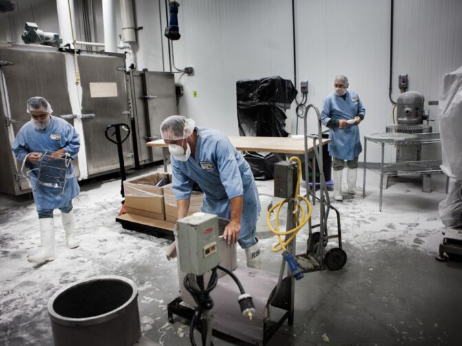 Employees at Mikawaya produce Mochi, a ball of ice cream wrapped in a thin layer of sweet rice flour.