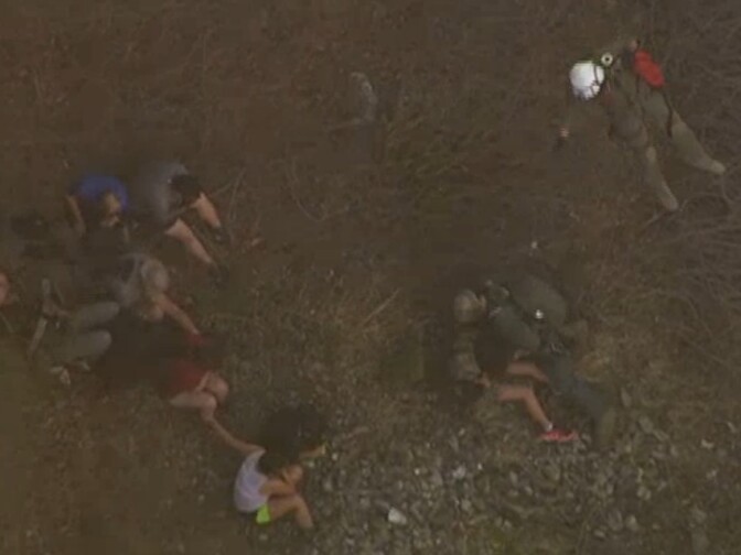 Video footage from NBC4 showed rescue workers coming to the aid of a group of hikers who had been missing in Eaton Canyon since Sunday.