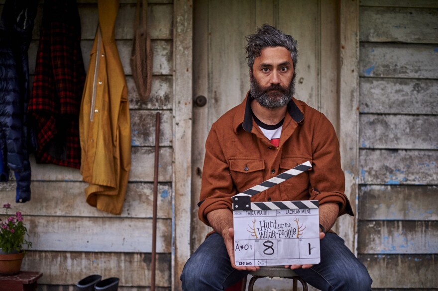 Taika Waititi, writer/director of "Hunt for the Wilderpeople" on set in New Zealand. 