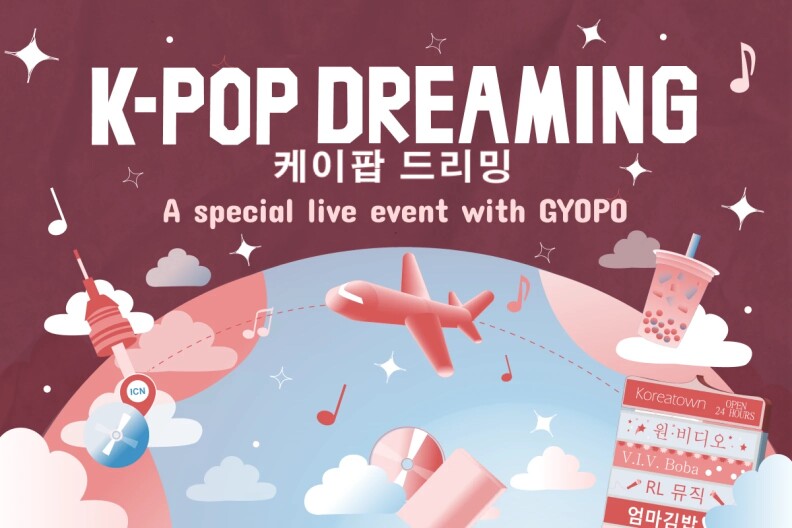 Dibujo onírico de nubes, boba, avión y notas musicales.