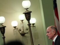 California Gov. Jerry Brown delivers the State of the State address at the California State Capitol on January 31, 2011 in Sacramento, California.
