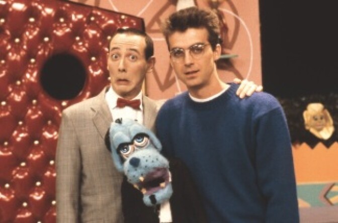 Wayne White with Pee Wee Herman, many years ago. That's Wayne on the right. He's got a one-man stage show at Largo at the Coronet February 1.