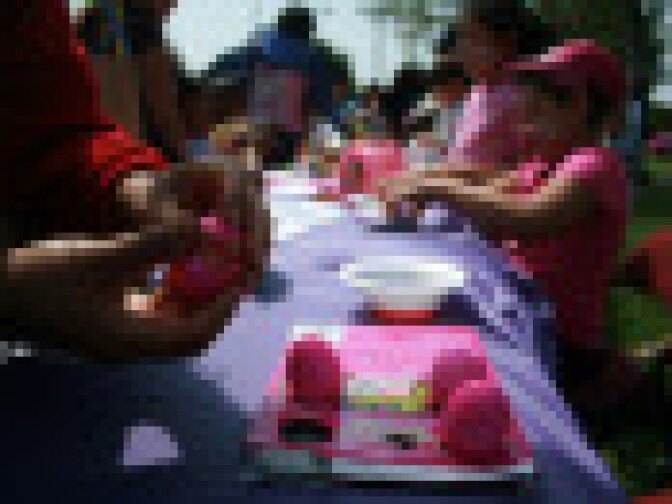 About 100 families participated in an Easter egg hunt and painting competition held Saturday, April 3, 2010, at the Martin Luther King park at Western Avenue and 39th Street in south Los Angeles.