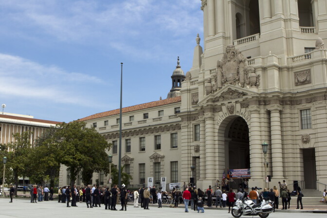 The Armenian Community Coalition holds the 97th Armenian Genocide Commemoration on the steps of Pasadena City Hall to coincide with the beginning of the Armenian Genocide on April 24, 1915.