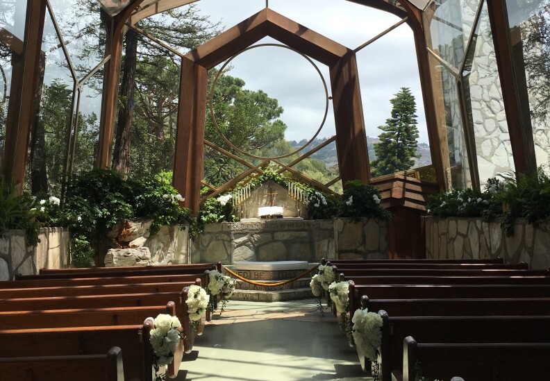 Wayfarers Chapel is a popular venue for California weddings. Beach Boys singer Brian Wilson married Melinda Ledbetter there in 1995.