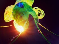 A still from Bjork's "Notget" music video, which will play continue to play in a rotation of her music videos at the Bjork Digital exhibition in Los Angeles.