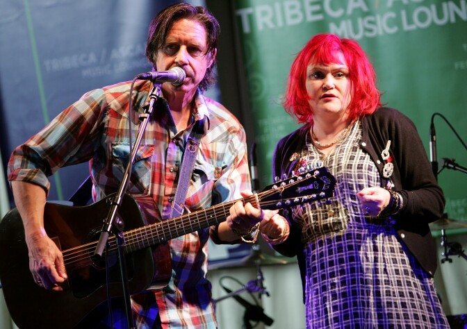 NEW YORK - MAY 02:  Musicians John Doe (L) and Exene Cervenka of the band "X" perform onstage at the ASCAP Tribeca Music Lounge held at the Canal Room during the 2007 Tribeca Film Festival on May 2, 2007 in New York City.  (Photo by Scott Gries/Getty Images for Tribeca Film Festival) *** Local Caption *** John Doe;Exene Cervenka