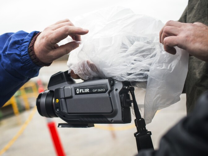 An infra-red camera is on display during a media event at the Aliso Canyon Natural Gas Storage Facility near Porter Ranch on Thursday, Jan. 12, 2017. The cameras are part of several new safety enhancements being made at the facility following a massive natural-gas leak at the facility in 2015.