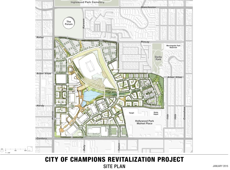 Site plan of Inglewood stadium project. 
