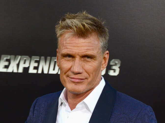 Lundgren attends the premiere for <em>The Expendables 3</em> in Hollywood.