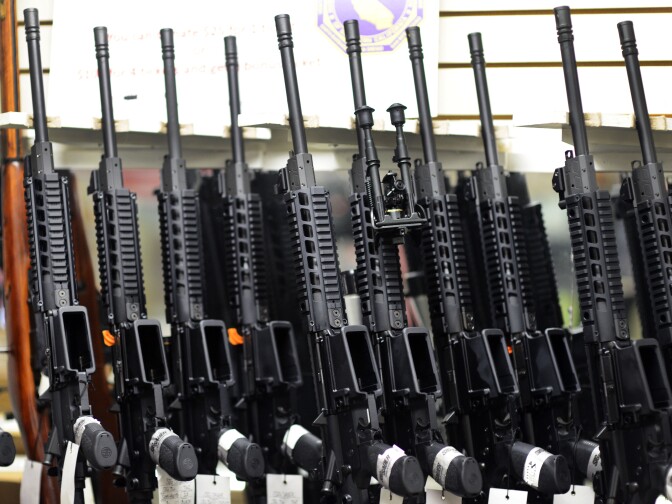 Various AR-15 rifles for sale in the shop at On Target shooting range in Laguna Niguel on Saturday, April 12 2014. 