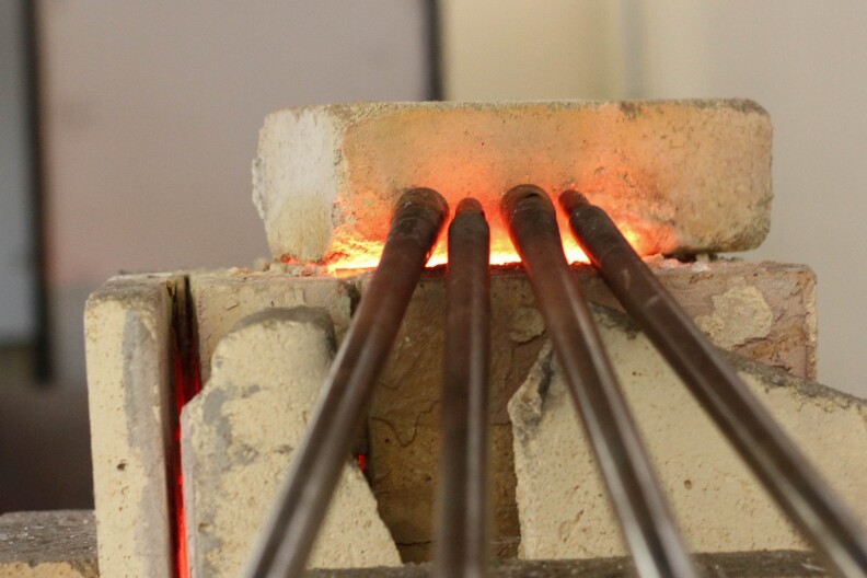 Glass blowing tools being heated for use at the Watts Labor Community Action Committee building in Los Angeles on August 18, 2017.