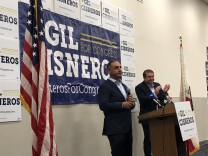 Democrat Gil Cisneros celebrates winning the congressional race in California's 39th district.