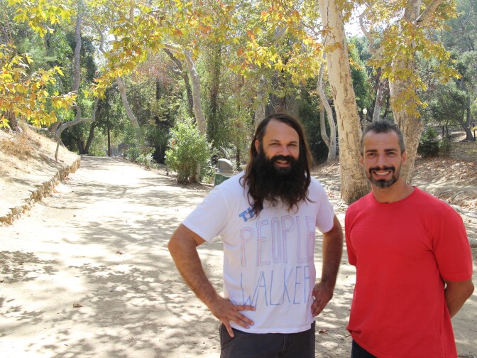 Chuck McCarthy, 'The People Walker,' with Take Two's A Martinez.