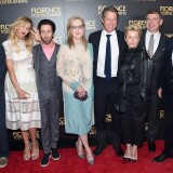 Stephen Frears, Nina Arianda, Simon Helberg, Meryl Streep, Hugh Grant, Tracey Seaward and Nicholas Martin attend the "Florence Foster Jenkins" New York premiere in New York City. 