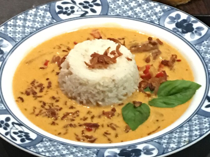 A Spam coconut curry dish, called Sir Can-A-Lot, created by Peggy Linberg, winner of the 2016 Spam cooking contest at the OC Fair.