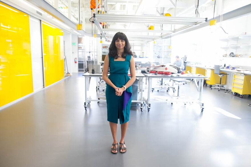 Anima Anandkumar photographed at Caltech's Center for Autonomous Systems and Technologies (CAST) including the Aerodrome, Assembly room and advanced mobility lab.