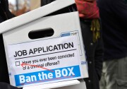 File: General view of outreach materials are seen at a press conference for a "ban the box" petition delivery to the White House on Oct. 26, 2015 in Washington, D.C.