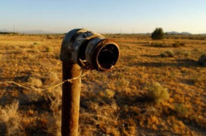 Site where Pacific Gas & Electric bought and razed houses in the Mojave Desert town of Hinkley, CA, west of Barstow. The company was found to have polluted the ground water with cancer-causing hexavalent chromium for 30 years.