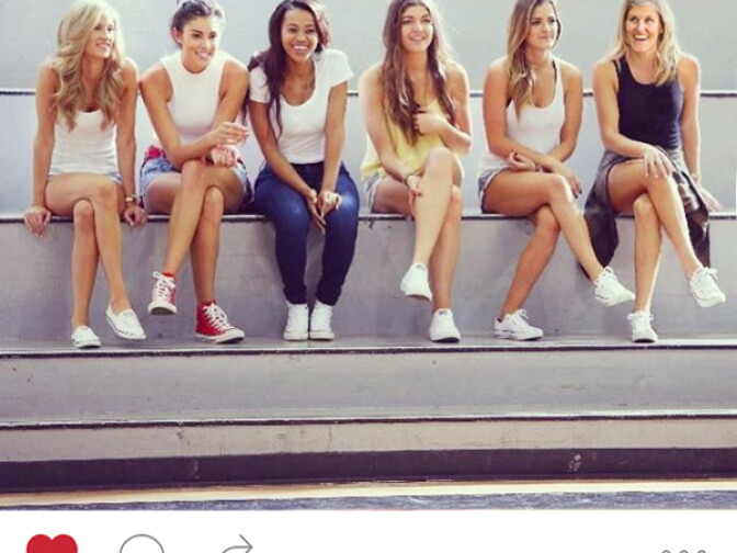 A fake social media post, with Molly Hawkey inserting herself alongside other cast members of "The Bachelor."