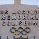 The exterior of the Los Angeles Memorial Coliseum.