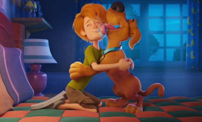 Shaggy Rogers, voiced by Will Forte, and Scooby Doo, voiced by Frank Welker, in "Scoob!". 