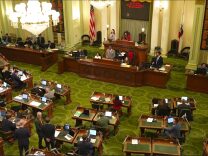 A photo inside the California legislative chambers 