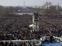 U.S President Barack Obama gives his inaugural address during his inauguration as the 44th President of the United States of America on the West Front of the Capitol January 20, 2009 in Washington, DC.
