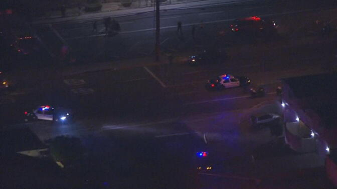The scene of a Santa Ana hit-and-run that killed three teenage girls on Halloween, as seen in an NBC L.A. screenshot.