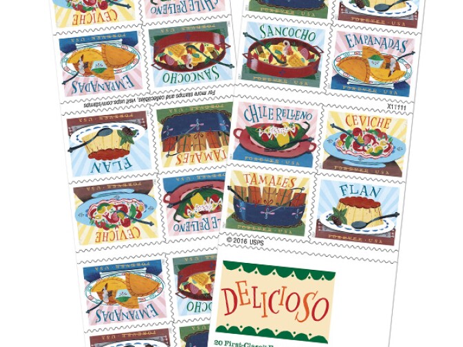 Delicioso Forever stamp line.