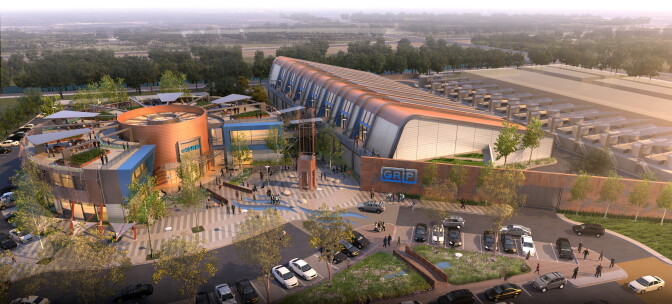An architectural rendering of the water treatment plant site to be built in Pico Rivera.