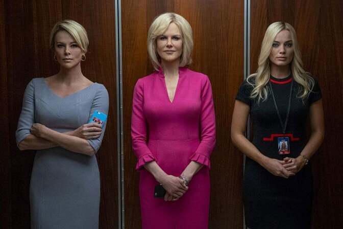 (L-R) Charlize Theron, Nicole Kidman and Margot Robbie star in "Bombshell."