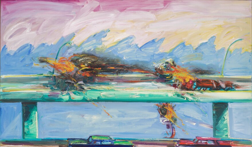 Carlos Almaraz, Crash in Phthalo Green (detail), 1984, oil on canvas, Los Angeles County Museum of Art, gift of the 1992 Collectors Committee © The Carlos Almaraz Estate. This work is part of Pacific Standard Time: Los Angeles/Latin America.