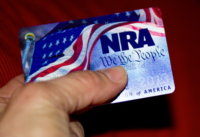 A membership card for the National Rifle Association (NRA) is seen on January 10, 2013 in Manassas, Virginia.