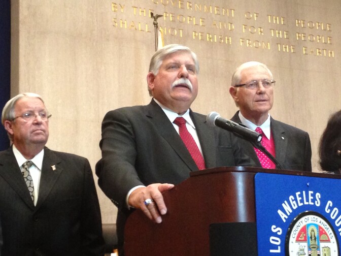 Orange County Undersheriff John Scott (podium) was named interim sheriff of Los Angeles County on January 28, 2014.