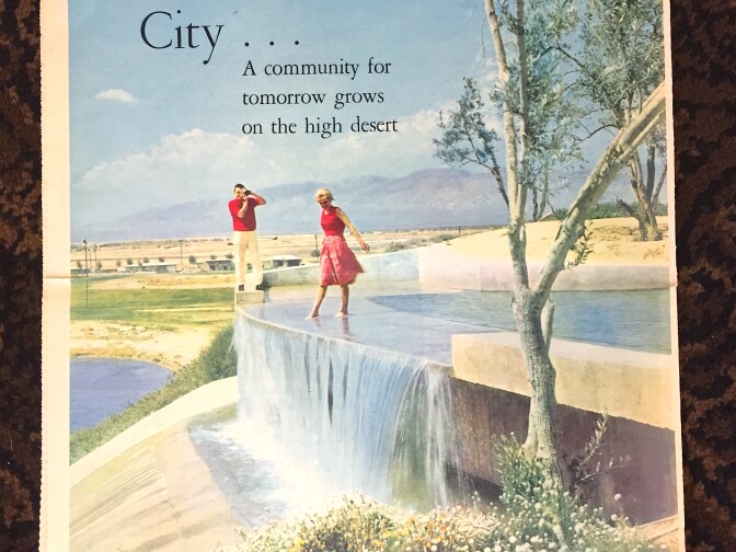 A 1962 advertisement for California City from the Los Angeles Herald Examiner highlights the city's abundant water supplies, despite being in the Mojave Desert.