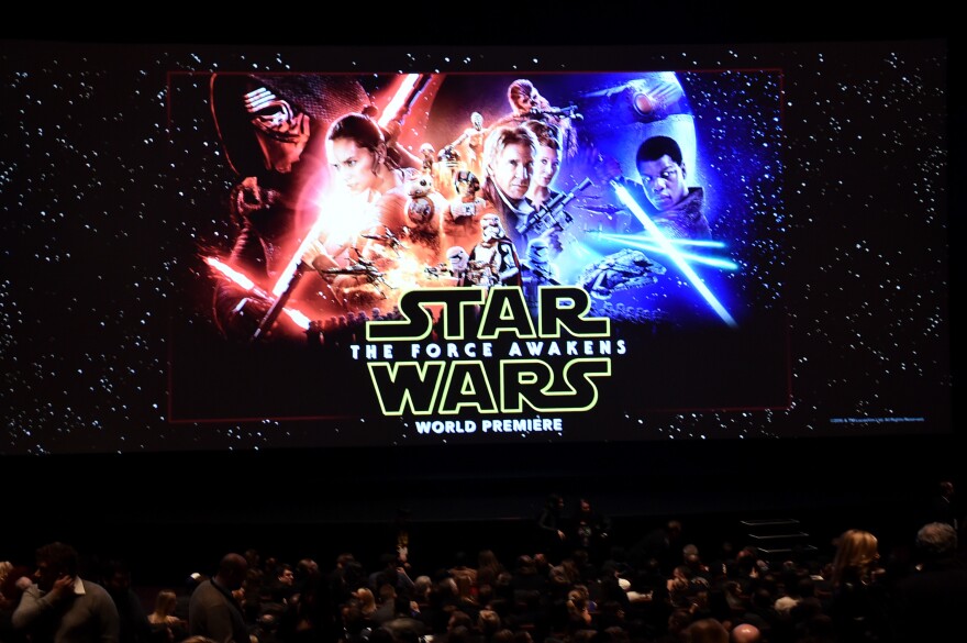 A view of the stage and screen during the World Premiere of "Star Wars: The Force Awakens" at the Dolby, El Capitan, and TCL Theatres on Dec. 14, 2015 in Hollywood.