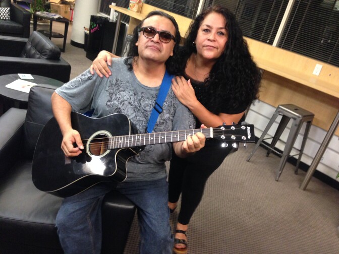 Miguel Morales (left) and Gaby Berlanga are fans of the late Mexico City folk singer Rodrigo Gonzalez.