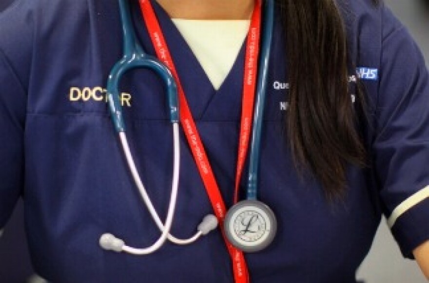 A doctor at the Accident and Emergency department of the recently opened Birmingham Queen Elizabeth Hospital in Birmingham, England.