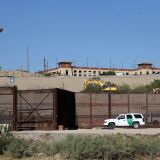 A US border patrol vehicle guards the bank of the Bravo River, the natural border between the cities of El Paso, Texas in the United States and Ciudad Juarez in Mexico, as seen from Ciudad Juarez, Chihuahua state, Mexico on April 4, 2018.
US President Donald Trump on Wednesday ordered the National Guard to deploy to America's southern border, ratcheting up pressure on Mexico and taking another step in his quest to clamp down on illegal immigration. / AFP PHOTO / HERIKA MARTINEZ        (Photo credit should read HERIKA MARTINEZ/AFP/Getty Images)