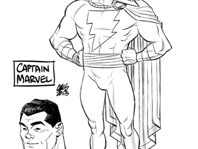 A sketch of Captain Marvel for Thunderworld.