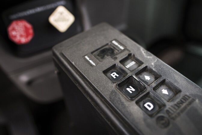 Peterbilt 384 liquefied natural gas trucks are in line to be auctioned off at Ritchie Bros. Auctioneers in Perris, Calif. on Friday, Dec. 9, 2016.