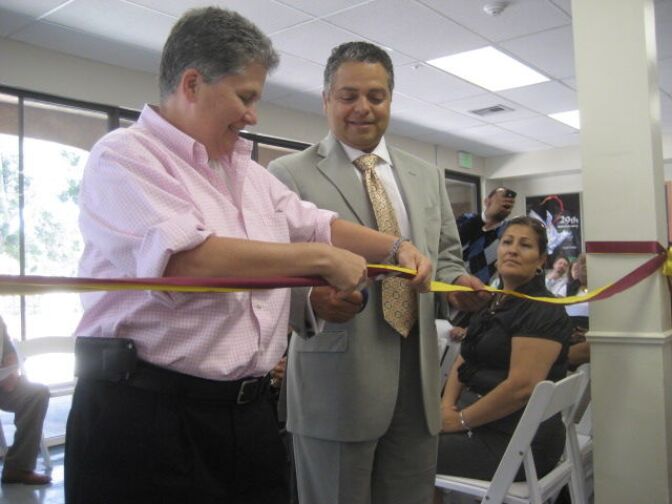 Walden House President Vitda Eisen cuts the ribbon on the organization's new treatment facility in MacArthur Park, June 16, 2010.