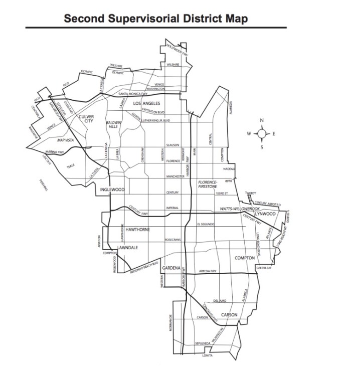 A map shows the boundaries of L.A. County Supervisorial District 2