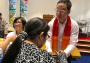 Sam Chung (l.) leads the First Progressive Church of Los Angeles with co-pastor Eula Pagdilao.  