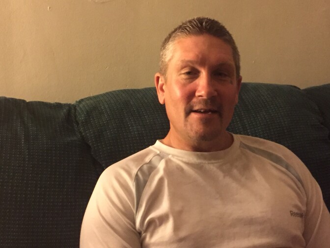 Michael Bullers at his new home in El Monte, Calif. Prior to moving in, Bullers had been homeless since being kicked out the Navy for drug use in 1993.