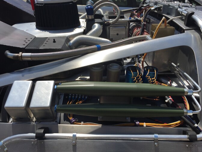 A fully-tricked out Delorean replica of the time machine used in "Back to the Future."