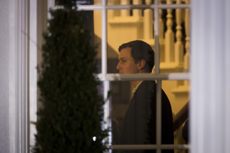 BEDMINSTER TOWNSHIP, NJ - NOVEMBER 19: Jared Kusher, Trump advisor and husband of Ivanka Trump, is seen through the window in the clubhouse at Trump International Golf Club, November 19, 2016 in Bedminster Township, New Jersey. November 19, 2016 in Bedminster Township, New Jersey. Trump and his transition team are in the process of filling cabinet and other high level positions for the new administration. (Photo by Drew Angerer/Getty Images)